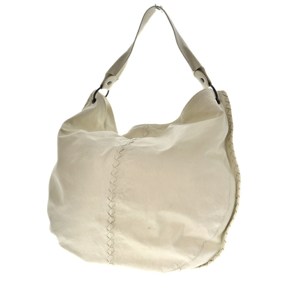 Bottega Veneta Shoulder Bag White Leather Intrecciato Woven